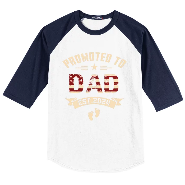 New Dad Promoted To Dad Est2024 Baseball Sleeve Shirt