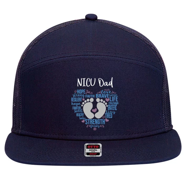 "NICU Dad" Preemie or NICU Daddy Boy Girl - Blue 7 Panel Mesh Trucker Snapback Hat