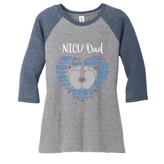 "NICU Dad" Preemie or NICU Daddy Boy Girl - Blue Women's Tri-Blend 3/4-Sleeve Raglan Shirt