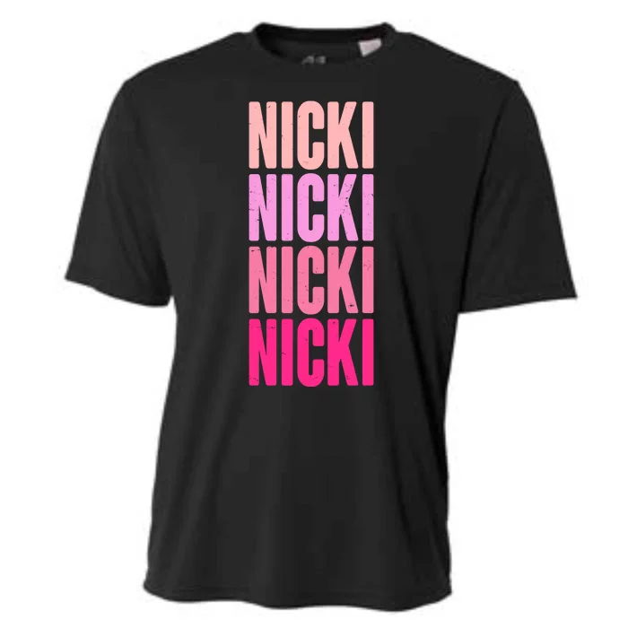 Nicki Distressed Pink Design Cooling Performance Crew T-Shirt