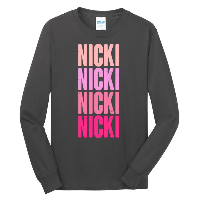 Nicki Distressed Pink Design Tall Long Sleeve T-Shirt