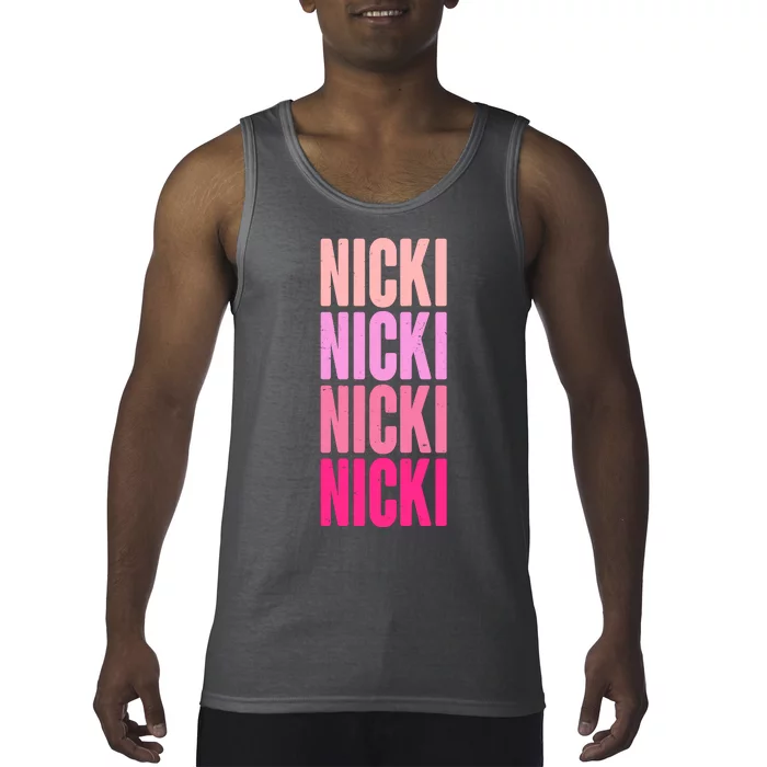 Nicki Distressed Pink Design Tank Top