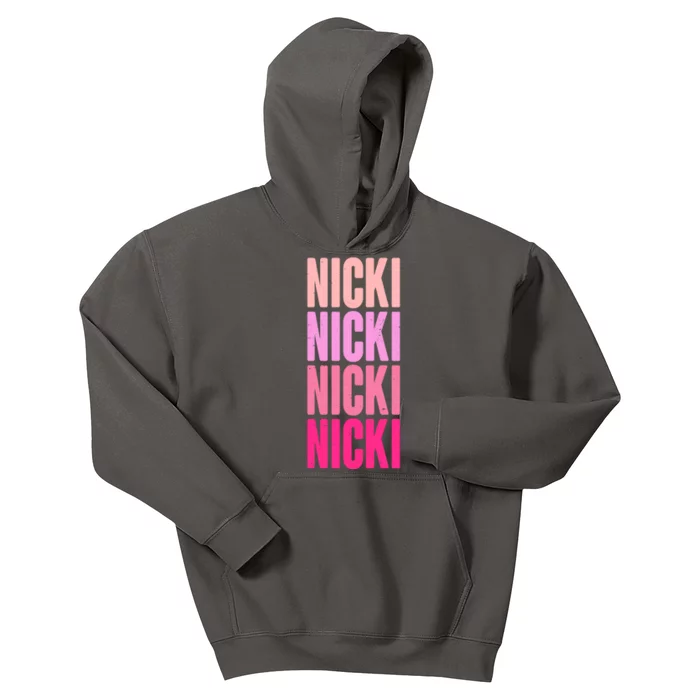 Nicki Distressed Pink Design Kids Hoodie