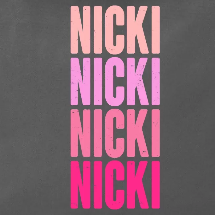 Nicki Distressed Pink Design Zip Tote Bag