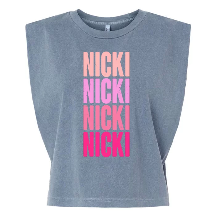 Nicki Distressed Pink Design Garment-Dyed Women's Muscle Tee