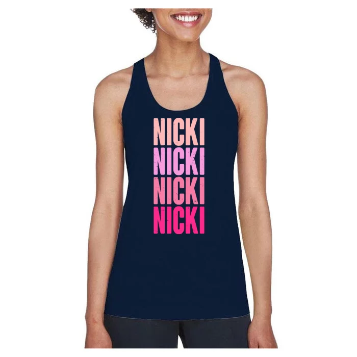 Nicki Distressed Pink Design Women's Racerback Tank