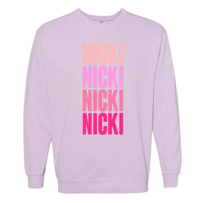 Nicki Distressed Pink Design Garment-Dyed Sweatshirt