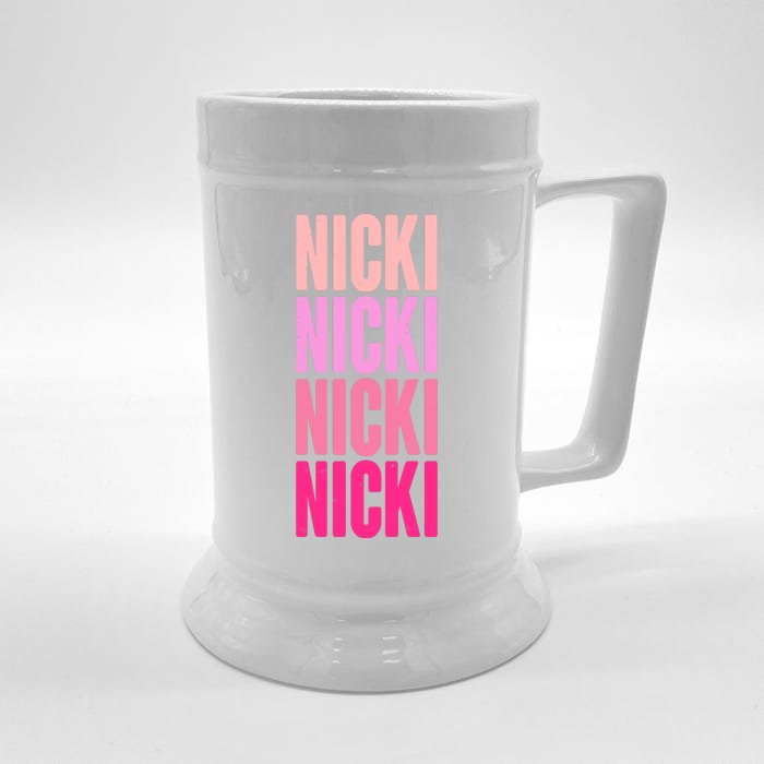 Nicki Distressed Pink Design Front & Back Beer Stein