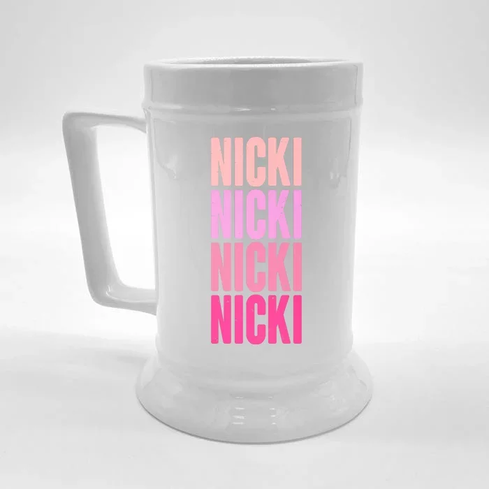 Nicki Distressed Pink Design Front & Back Beer Stein