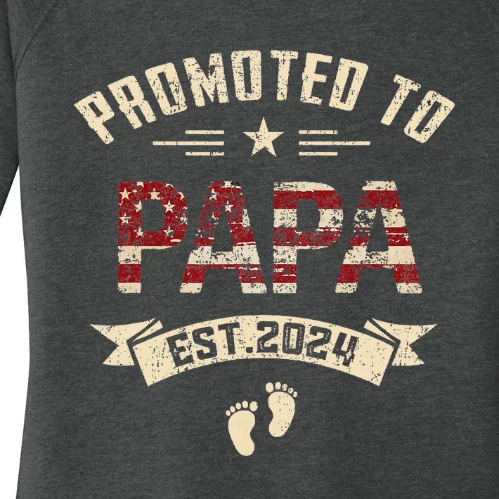 New Dad Promoted To Papa Est.2024 Women's Perfect Tri Tunic Long Sleeve Shirt