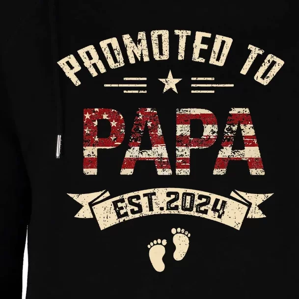 New Dad Promoted To Papa Est.2024 Womens Funnel Neck Pullover Hood