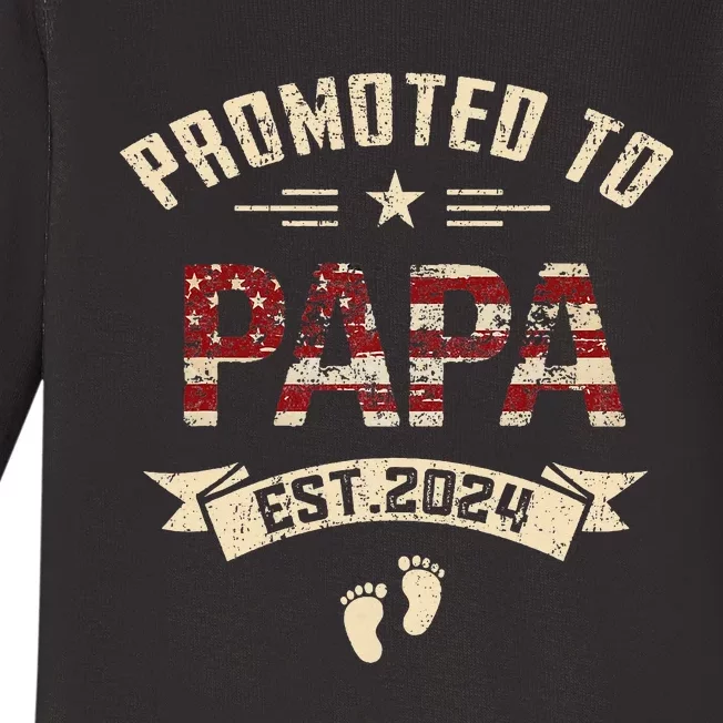 New Dad Promoted To Papa Est.2024 Baby Long Sleeve Bodysuit