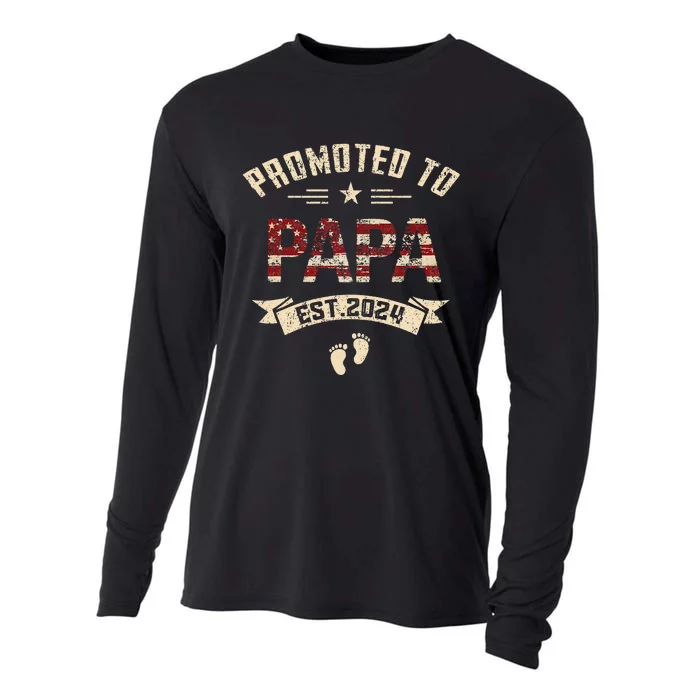 New Dad Promoted To Papa Est.2024 Cooling Performance Long Sleeve Crew