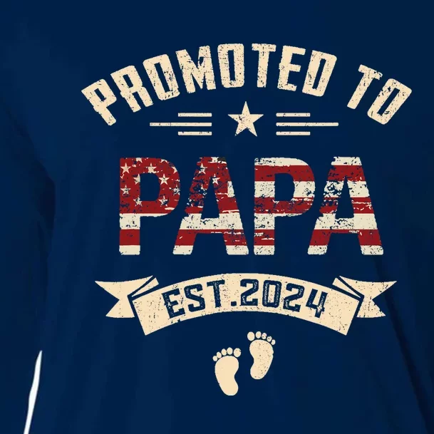 New Dad Promoted To Papa Est.2024 Cooling Performance Long Sleeve Crew