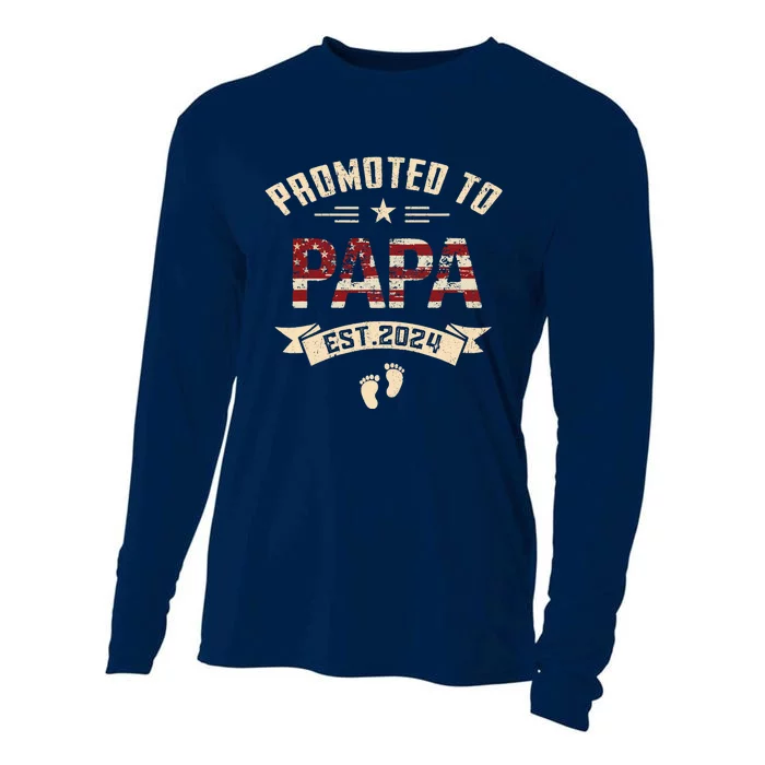 New Dad Promoted To Papa Est.2024 Cooling Performance Long Sleeve Crew