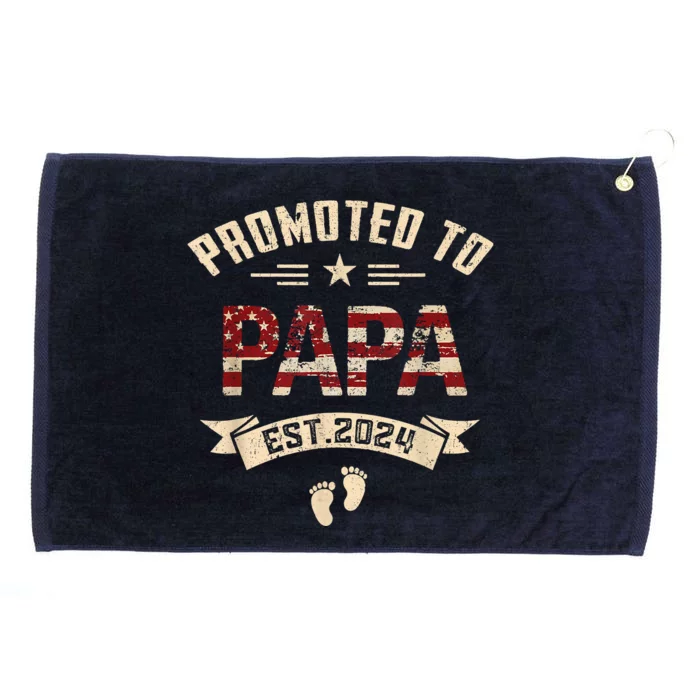 New Dad Promoted To Papa Est.2024 Grommeted Golf Towel