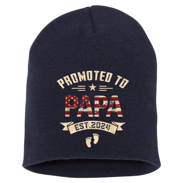 New Dad Promoted To Papa Est.2024 Short Acrylic Beanie