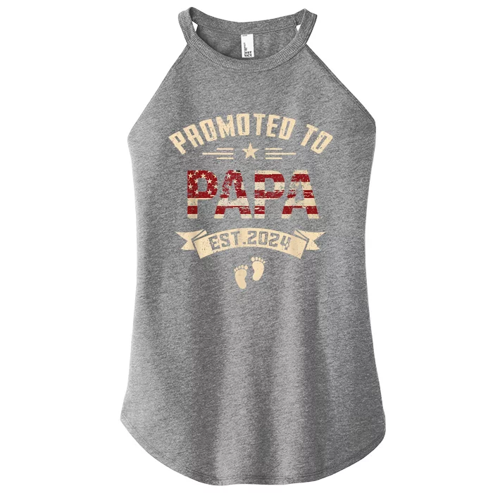 New Dad Promoted To Papa Est.2024 Women’s Perfect Tri Rocker Tank