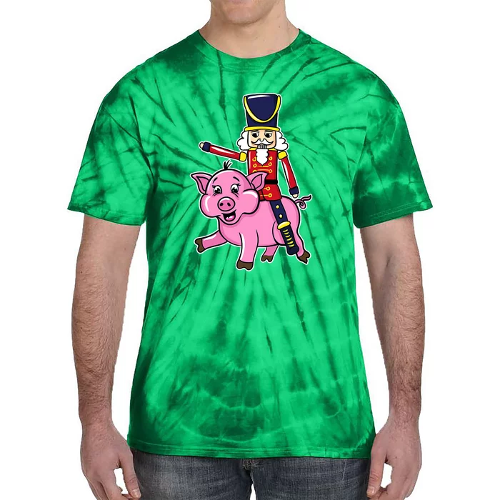 Nutcracker Doll Riding Pig Lover Funny Christmas Tie-Dye T-Shirt