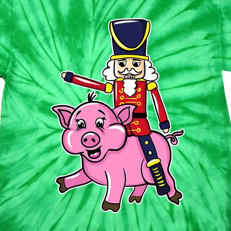 Nutcracker Doll Riding Pig Lover Funny Christmas Tie-Dye T-Shirt