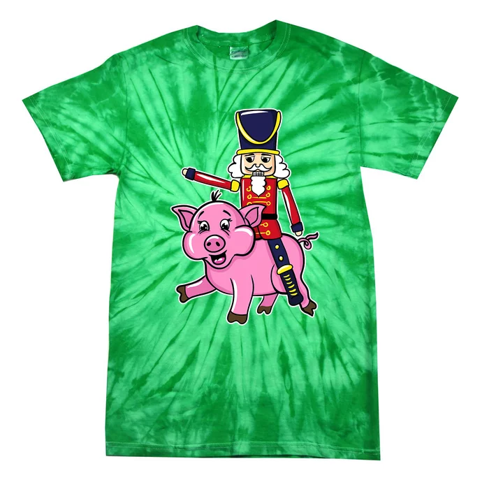 Nutcracker Doll Riding Pig Lover Funny Christmas Tie-Dye T-Shirt