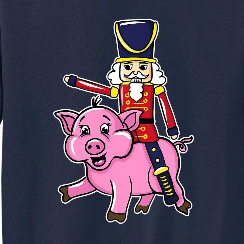 Nutcracker Doll Riding Pig Lover Funny Christmas Tall Sweatshirt