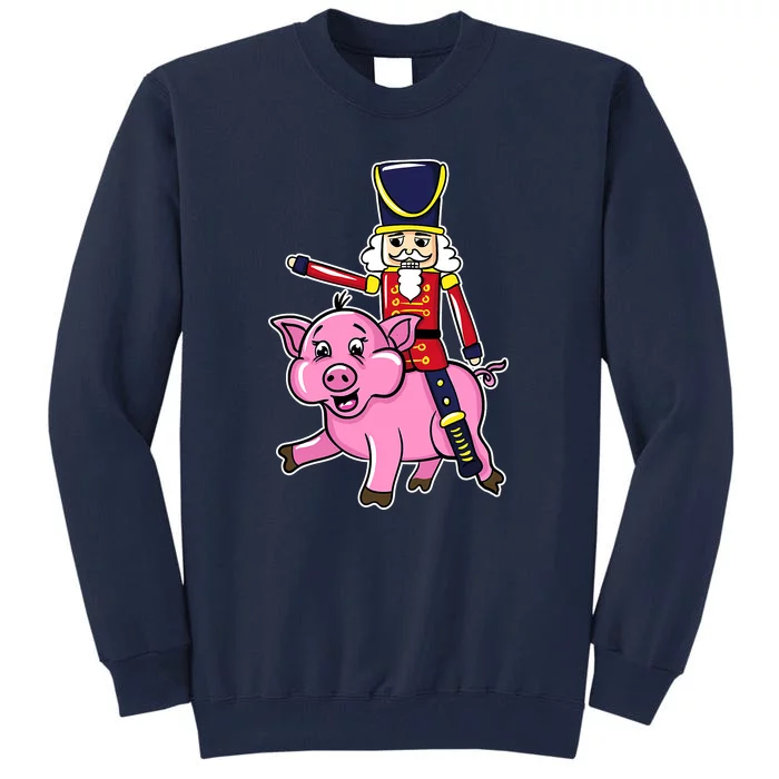 Nutcracker Doll Riding Pig Lover Funny Christmas Tall Sweatshirt