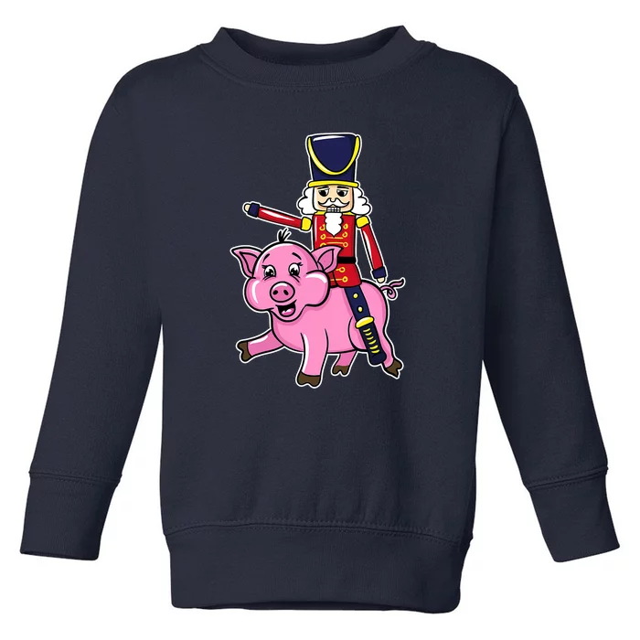 Nutcracker Doll Riding Pig Lover Funny Christmas Toddler Sweatshirt