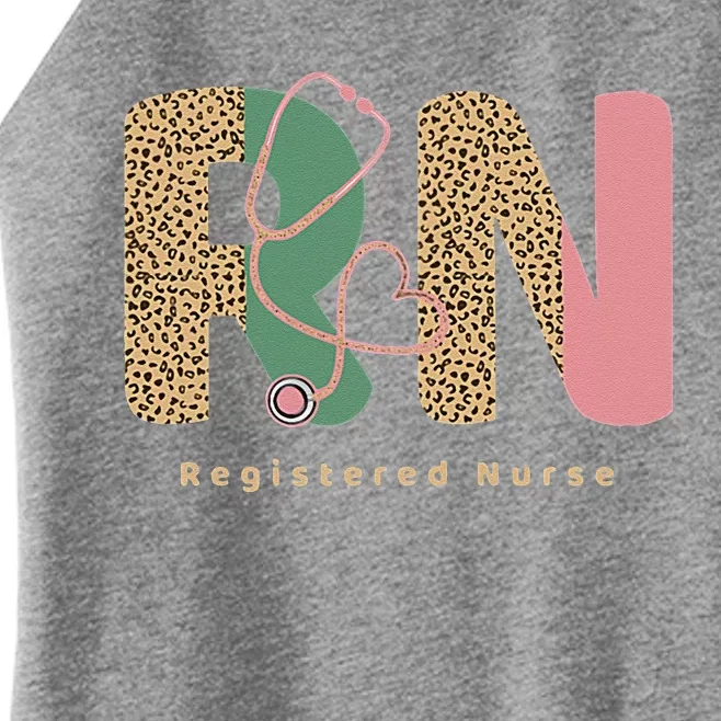 Nurses Day Registered Nurse Women Leopard Medical Nursing RN Women’s Perfect Tri Rocker Tank