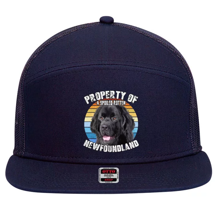 Newfoundland Dog Retro Property Of Cute Dog 7 Panel Mesh Trucker Snapback Hat