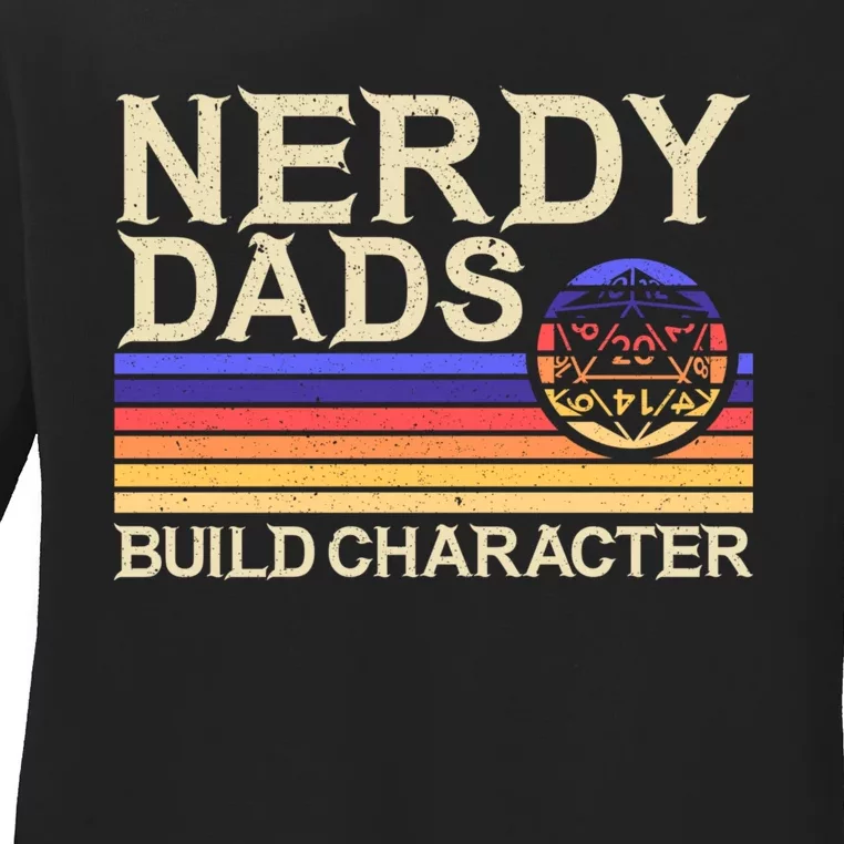 Nerdy Dad Rpg Gaming D20 Tabletop Games Funny Rpg Gamer Ladies Long Sleeve Shirt