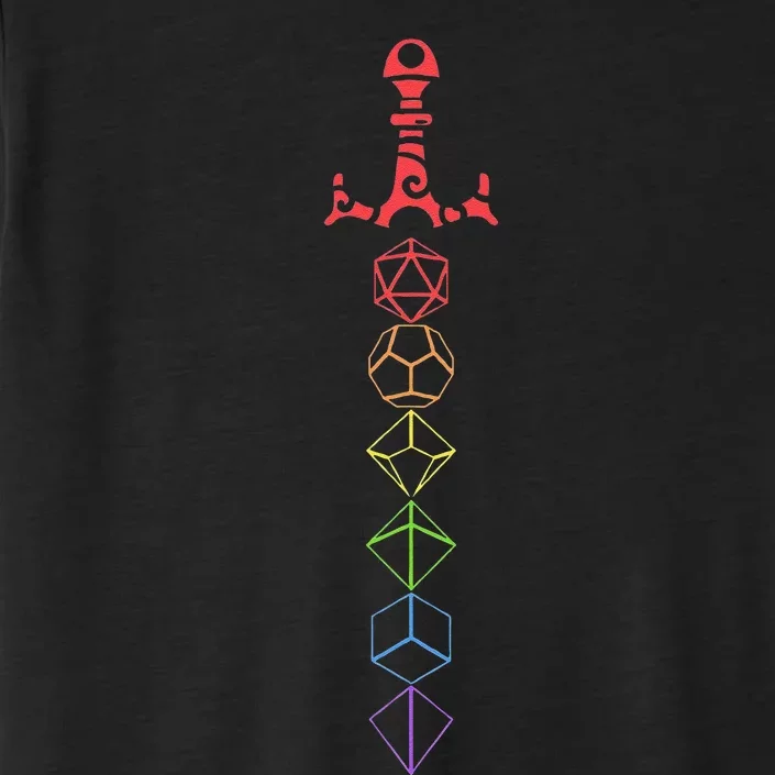 Nerdy Dice Set Collector Sword LGBT Pride D20 ChromaSoft Performance T-Shirt