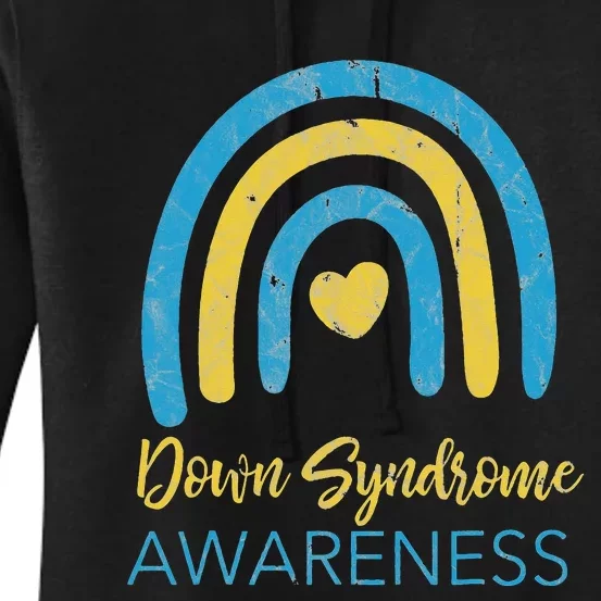 National Down Syndrome Awareness Month Retro Rainbow T21 Women's Pullover Hoodie