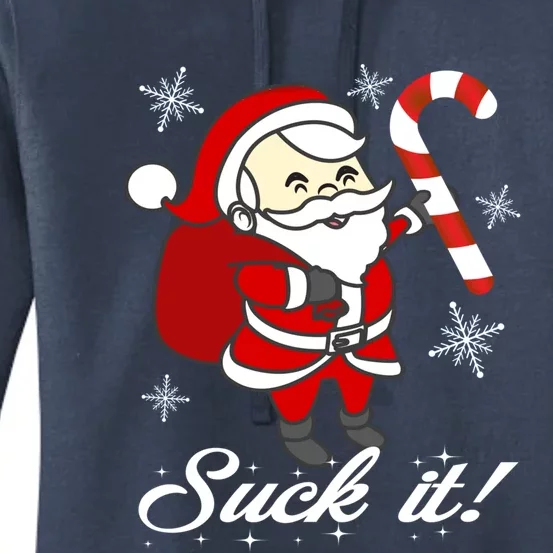 Naughty Dirty Suck It Santa Christmas Candy Cane Snowflakes Cool Gift Women's Pullover Hoodie