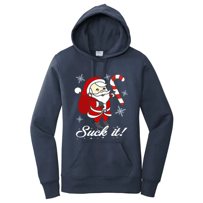 Naughty Dirty Suck It Santa Christmas Candy Cane Snowflakes Cool Gift Women's Pullover Hoodie