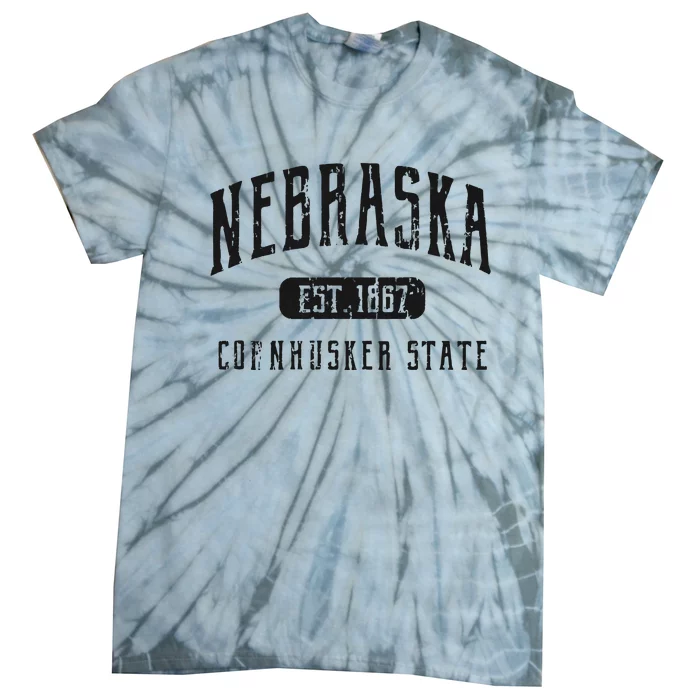 Nebraska Distressed Sports Design Tie-Dye T-Shirt