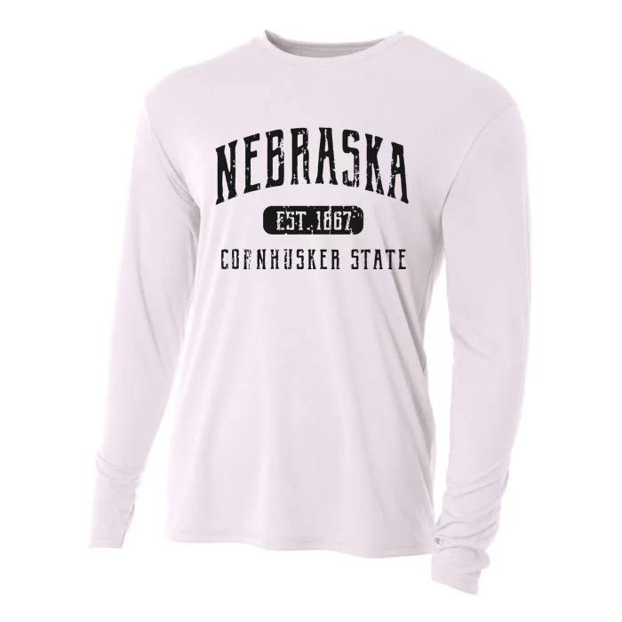 Nebraska Distressed Sports Design Cooling Performance Long Sleeve Crew