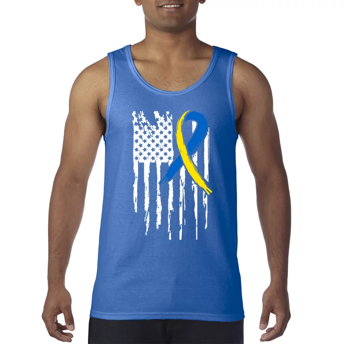 National Down Syndrome Awareness Month American Flag T21 Gift Tank Top