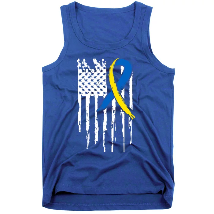 National Down Syndrome Awareness Month American Flag T21 Gift Tank Top