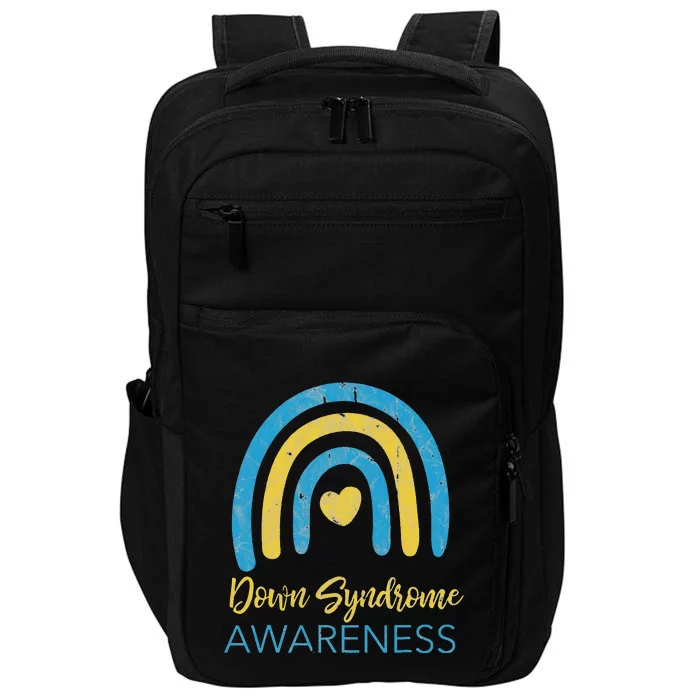 National Down Syndrome Awareness Month Retro Rainbow T21 Impact Tech Backpack