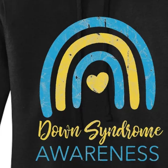 National Down Syndrome Awareness Month Retro Rainbow T21 Women's Pullover Hoodie