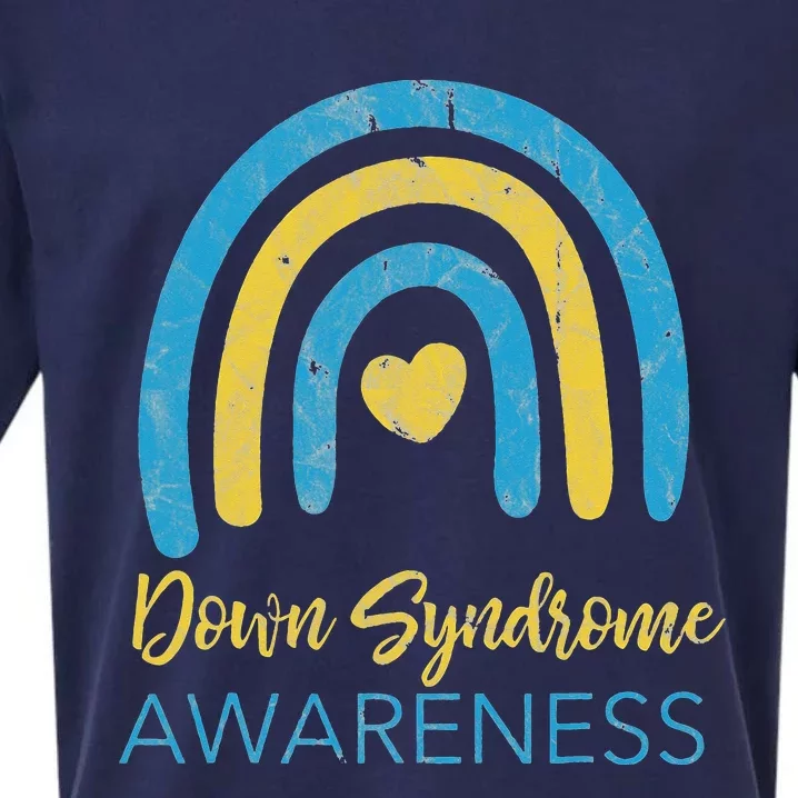 National Down Syndrome Awareness Month Retro Rainbow T21 Sueded Cloud Jersey T-Shirt