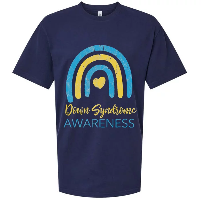 National Down Syndrome Awareness Month Retro Rainbow T21 Sueded Cloud Jersey T-Shirt