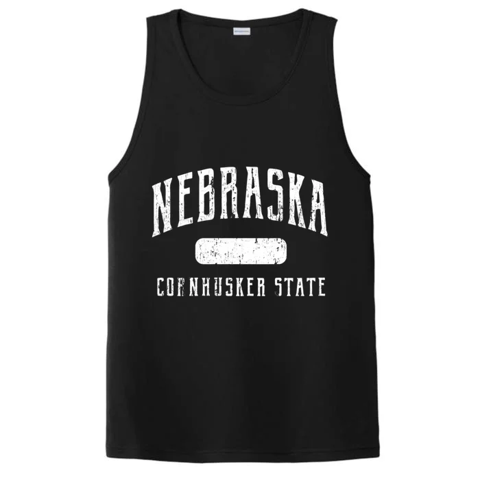 Nebraska Distressed Sports Performance Tank