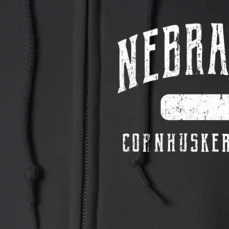 Nebraska Distressed Sports Full Zip Hoodie