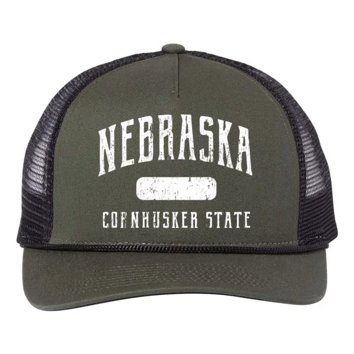 Nebraska Distressed Sports Design Retro Rope Trucker Hat Cap