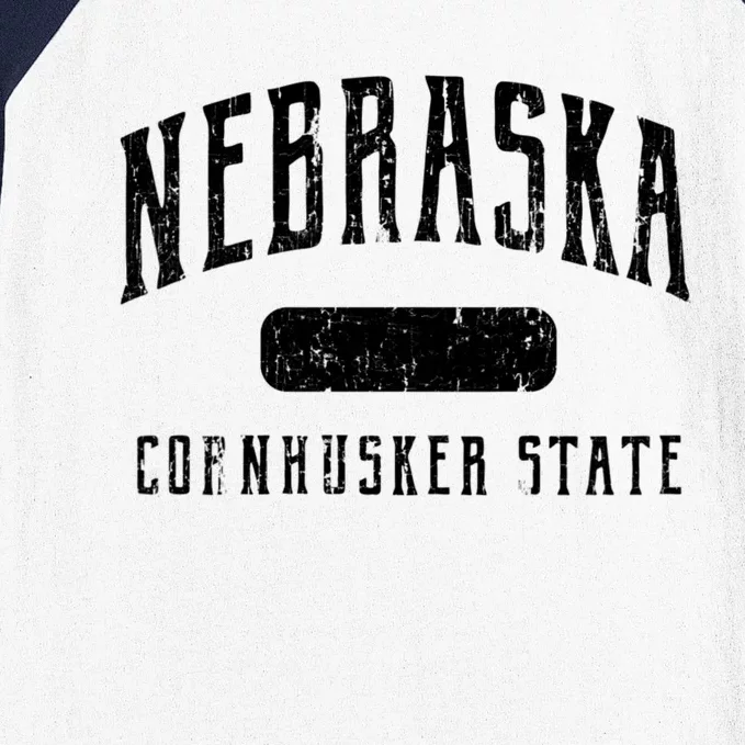 Nebraska Distressed Sports Design Baseball Sleeve Shirt