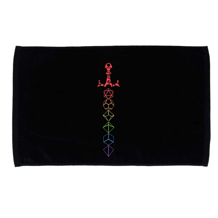 Nerdy Dice Set Collector Sword LGBT Pride D20 Microfiber Hand Towel