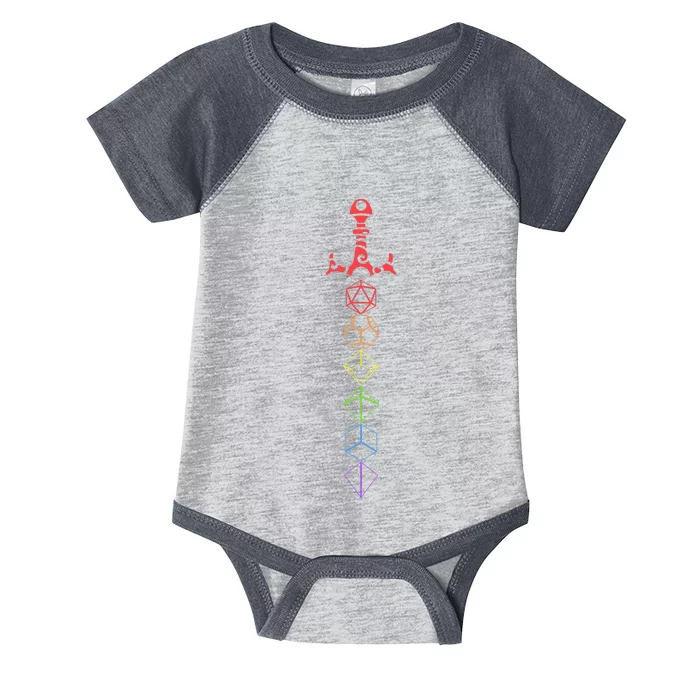 Nerdy Dice Set Collector Sword LGBT Pride D20 Infant Baby Jersey Bodysuit