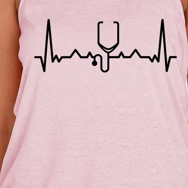 Nurse Doctor Stethoscope Heartbeat Funny Gift Cute Gift Women's Knotted Racerback Tank